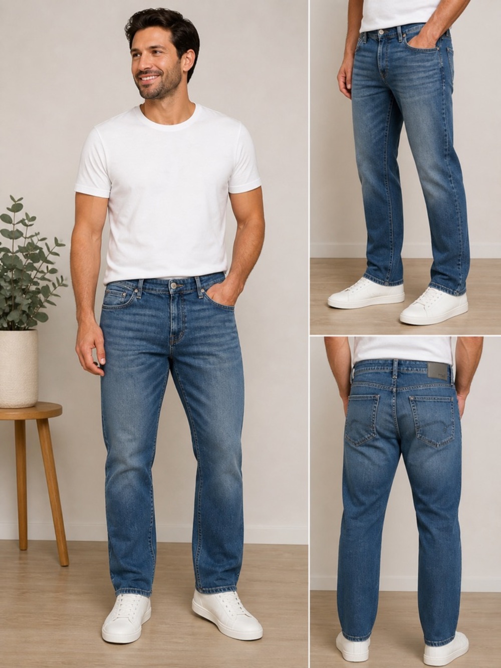 Mavi Men's Straight Leg Jeans in Medium Blue Wash